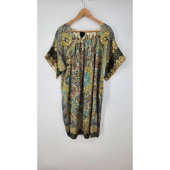 Anna Sui Vintage Silk & Metallic Dress Size Medium - Picture 1 of 6